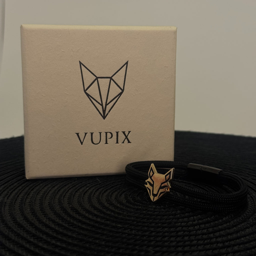 Bracelet VUPIX Noir & Doré - Solaris fermoir